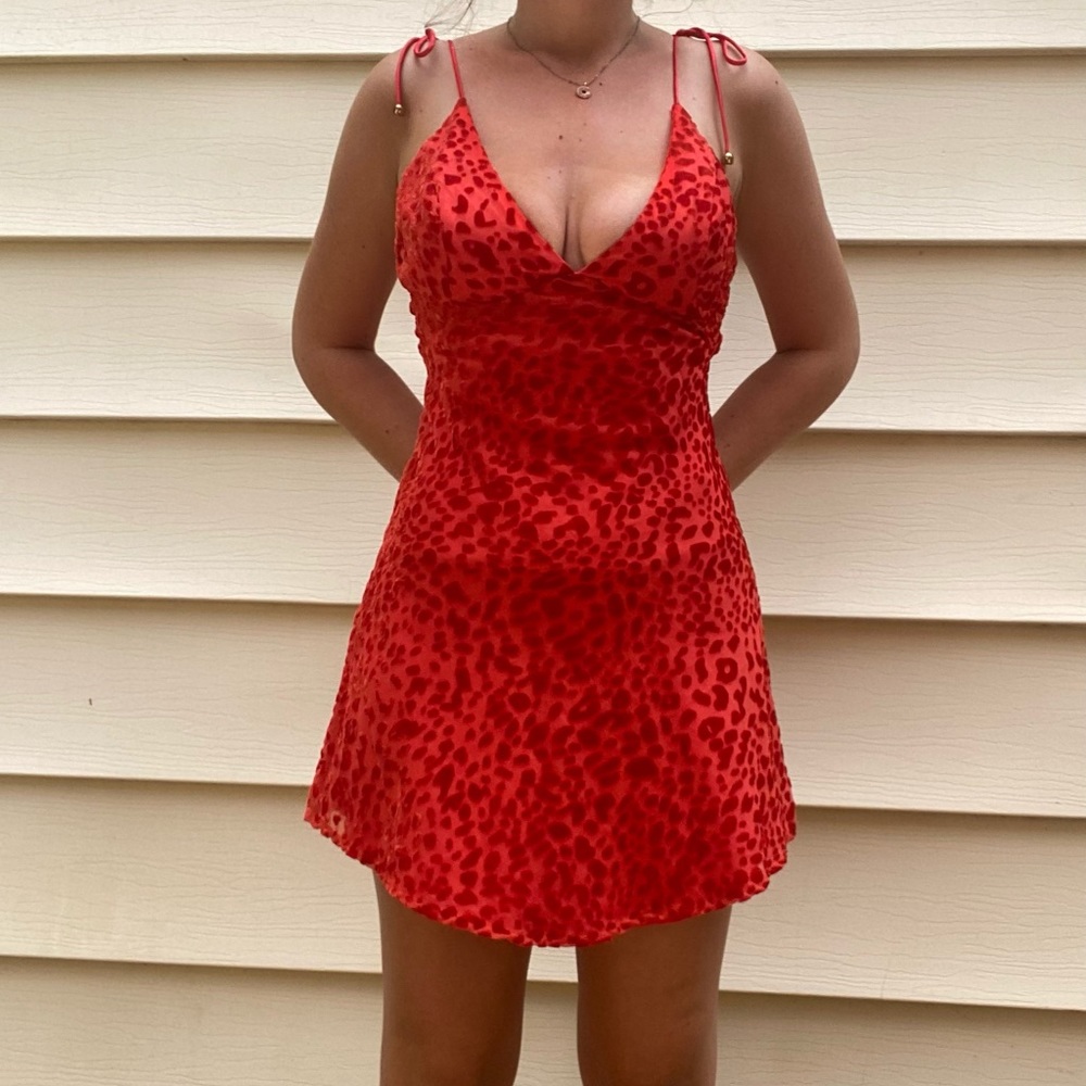 Hello Molly Red Cheetah Print Mini Dress